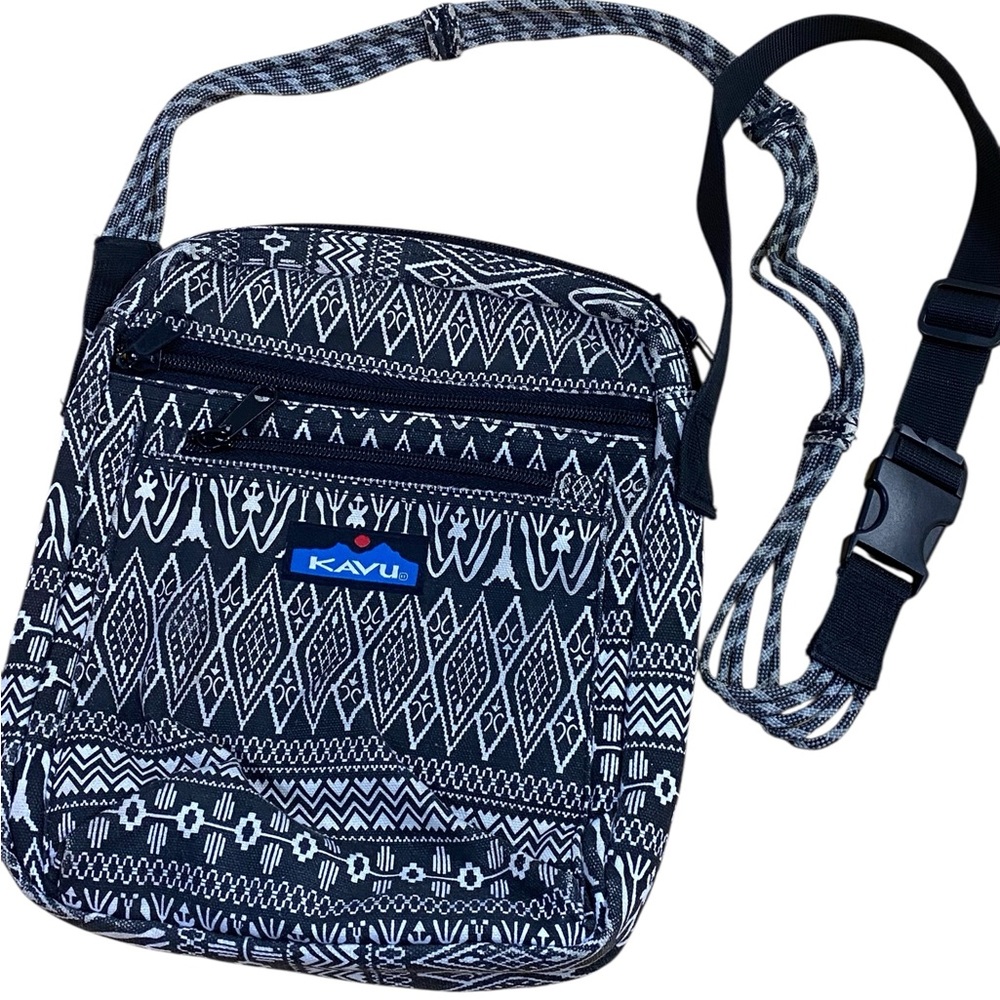 Kavu Geometric Black and White Crossbody Bag